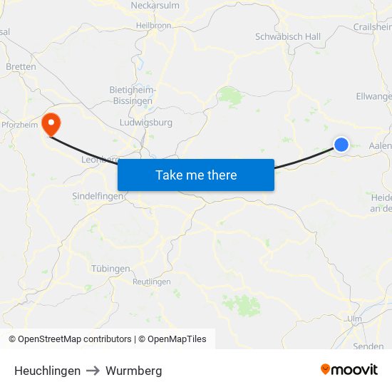 Heuchlingen to Wurmberg map