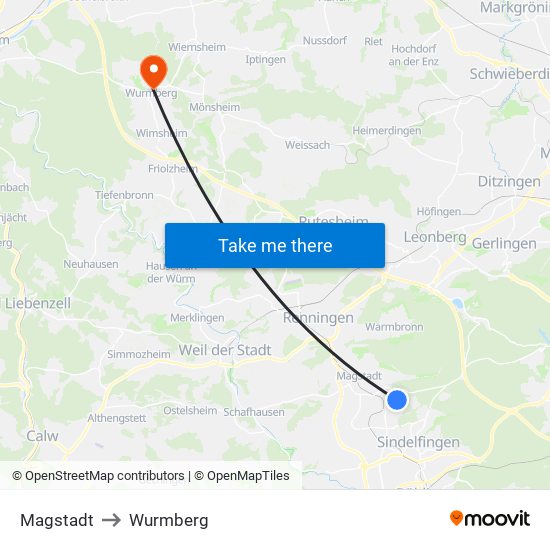 Magstadt to Wurmberg map