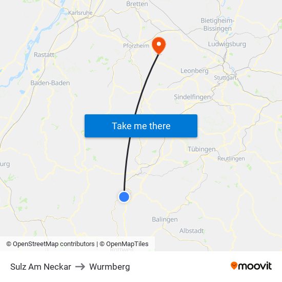 Sulz Am Neckar to Wurmberg map
