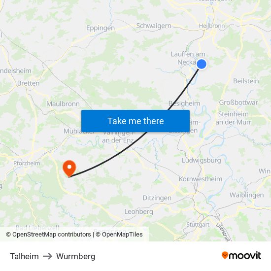 Talheim to Wurmberg map