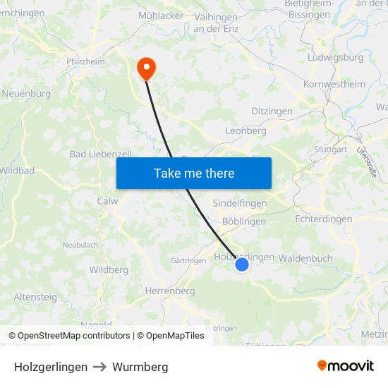 Holzgerlingen to Wurmberg map