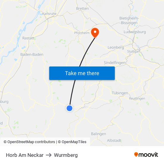 Horb Am Neckar to Wurmberg map
