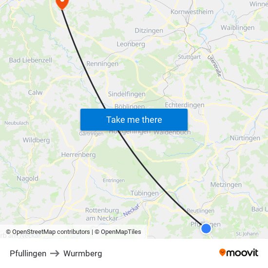 Pfullingen to Wurmberg map