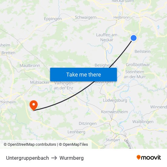 Untergruppenbach to Wurmberg map