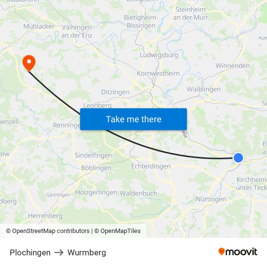 Plochingen to Wurmberg map