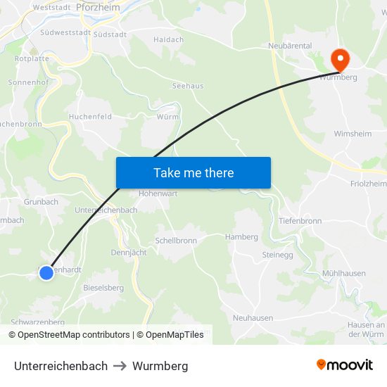 Unterreichenbach to Wurmberg map