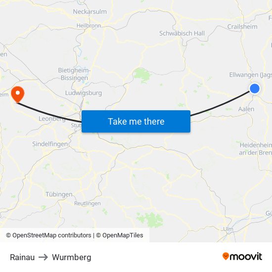Rainau to Wurmberg map