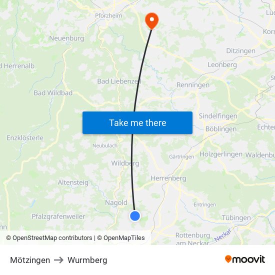 Mötzingen to Wurmberg map