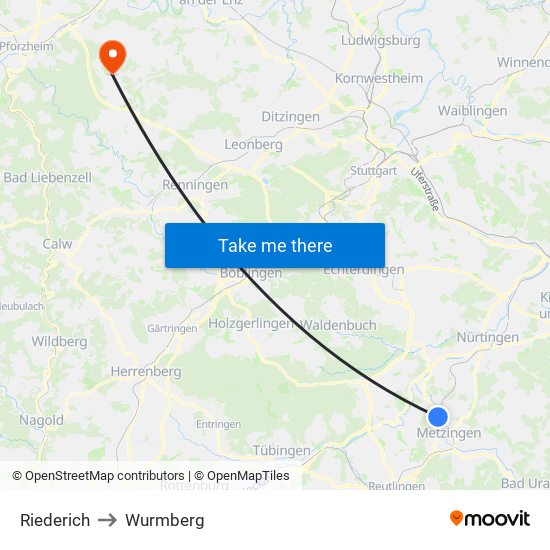 Riederich to Wurmberg map