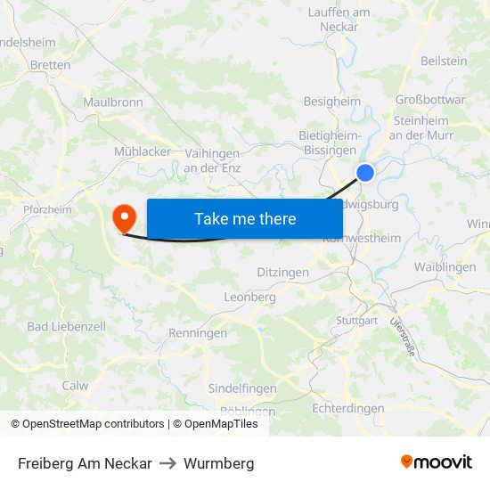 Freiberg Am Neckar to Wurmberg map