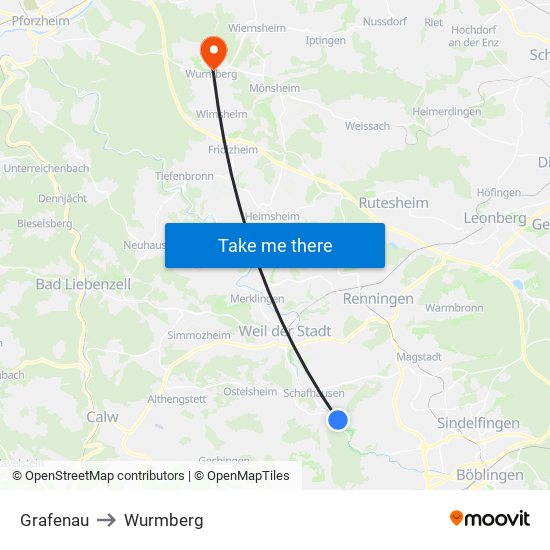 Grafenau to Wurmberg map