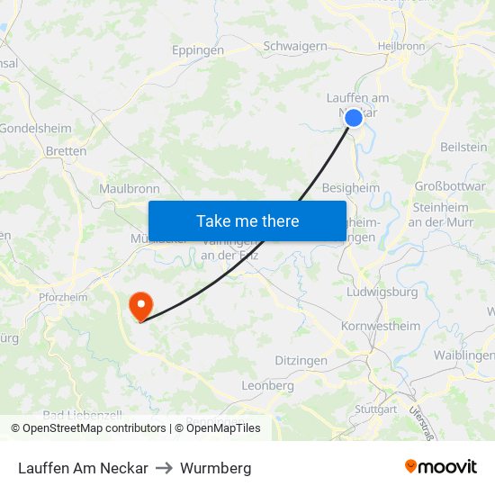 Lauffen Am Neckar to Wurmberg map