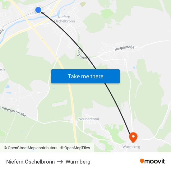 Niefern-Öschelbronn to Wurmberg map