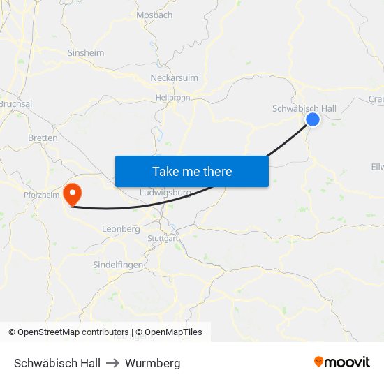 Schwäbisch Hall to Wurmberg map