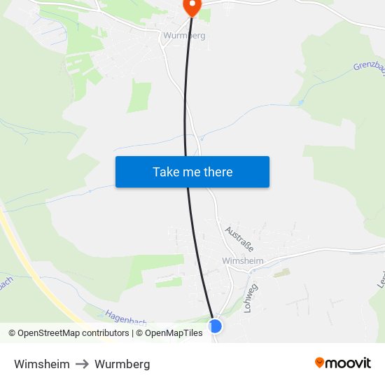 Wimsheim to Wurmberg map