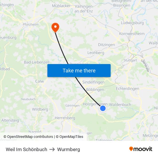 Weil Im Schönbuch to Wurmberg map