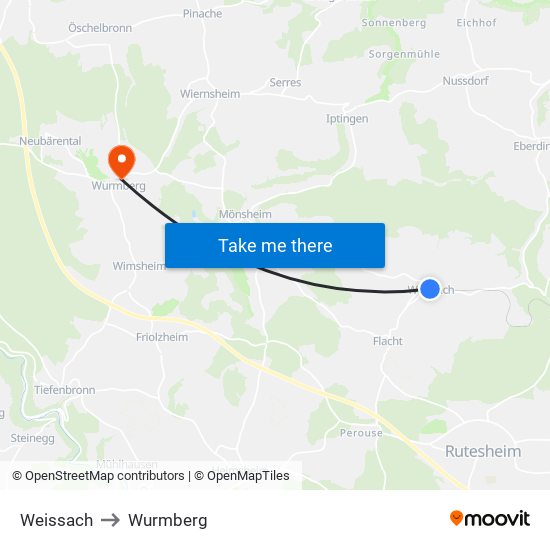 Weissach to Wurmberg map