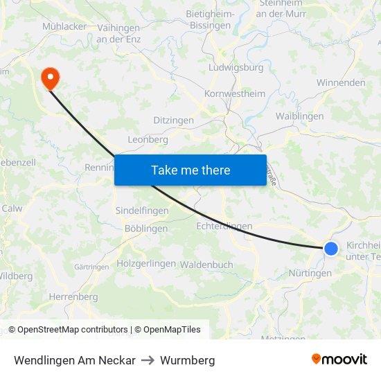 Wendlingen Am Neckar to Wurmberg map