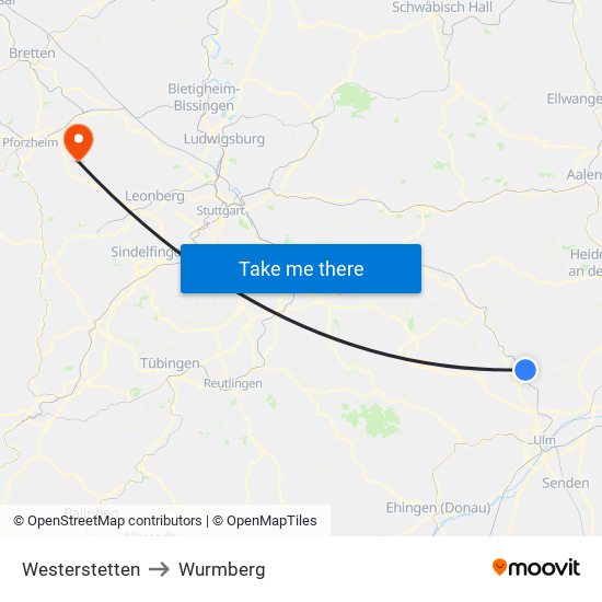 Westerstetten to Wurmberg map