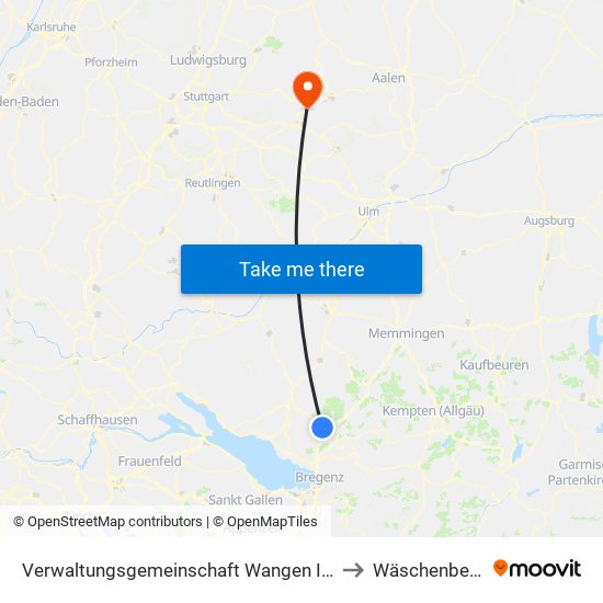 Verwaltungsgemeinschaft Wangen Im Allgäu to Wäschenbeuren map