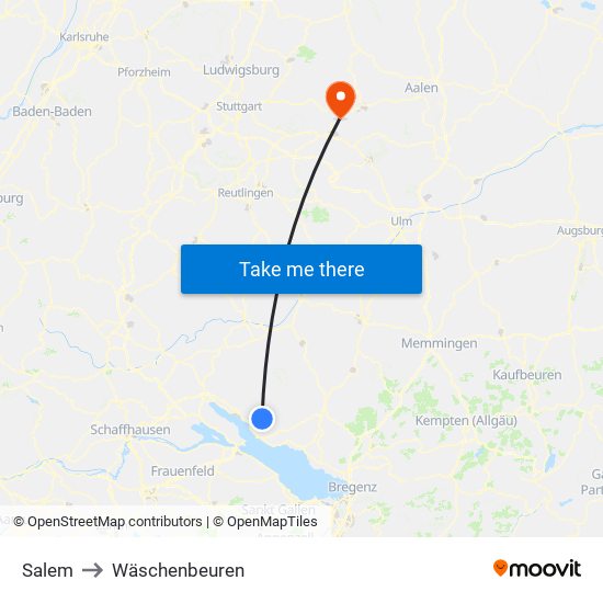 Salem to Wäschenbeuren map