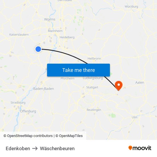Edenkoben to Wäschenbeuren map