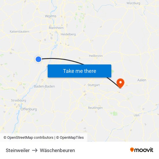 Steinweiler to Wäschenbeuren map