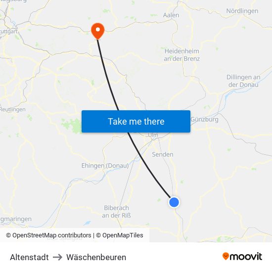 Altenstadt to Wäschenbeuren map