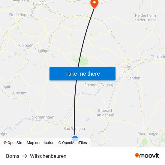 Boms to Wäschenbeuren map