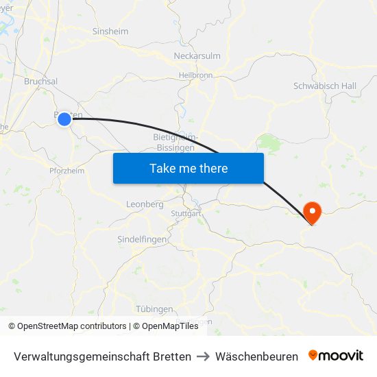 Verwaltungsgemeinschaft Bretten to Wäschenbeuren map