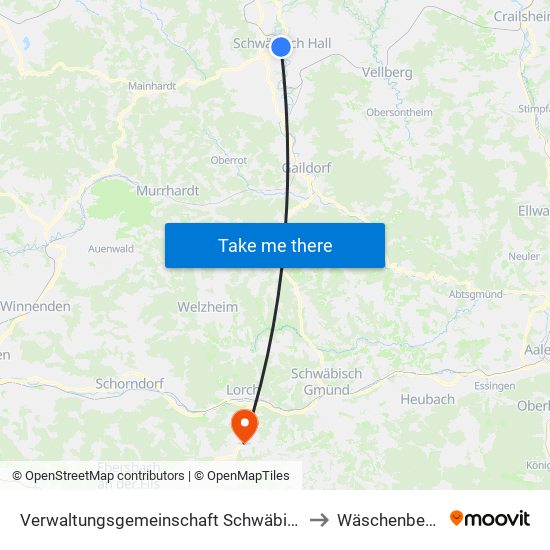 Verwaltungsgemeinschaft Schwäbisch Hall to Wäschenbeuren map