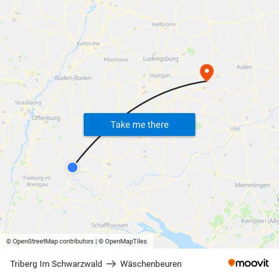 Triberg Im Schwarzwald to Wäschenbeuren map