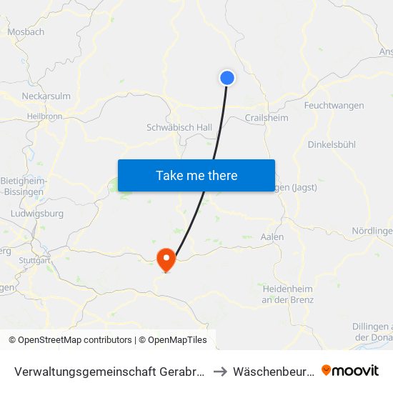 Verwaltungsgemeinschaft Gerabronn to Wäschenbeuren map