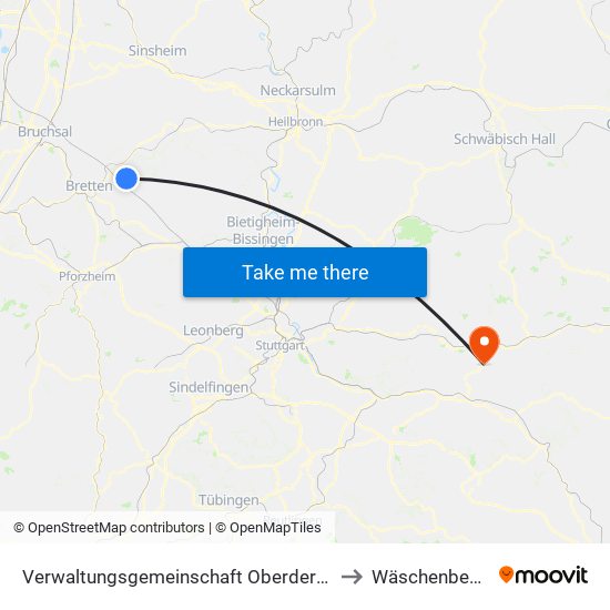 Verwaltungsgemeinschaft Oberderdingen to Wäschenbeuren map