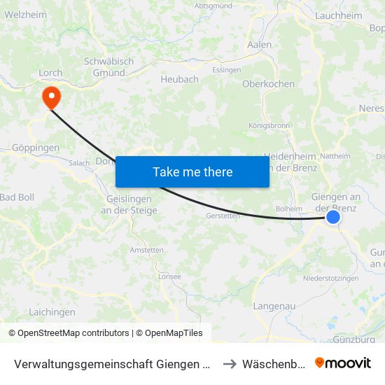 Verwaltungsgemeinschaft Giengen An Der Brenz to Wäschenbeuren map