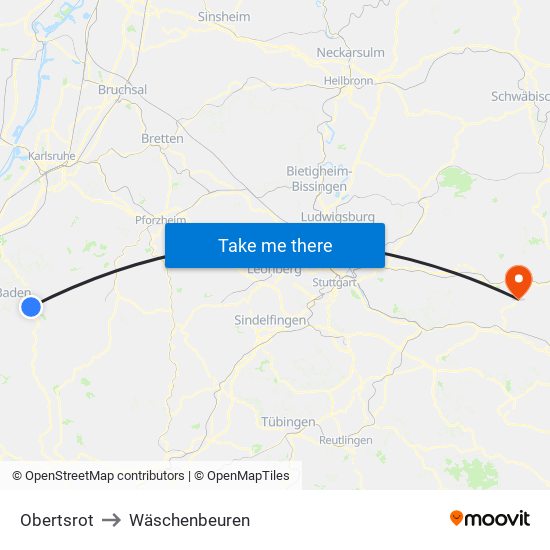 Obertsrot to Wäschenbeuren map