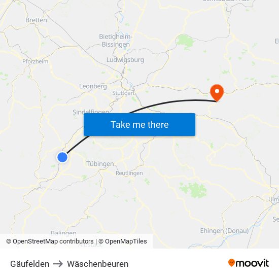 Gäufelden to Wäschenbeuren map