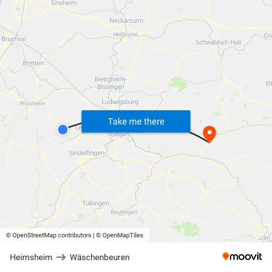 Heimsheim to Wäschenbeuren map