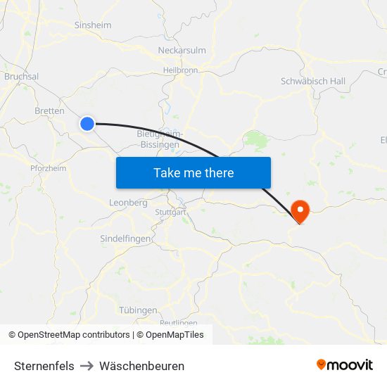 Sternenfels to Wäschenbeuren map