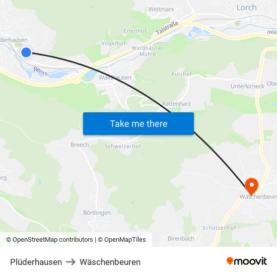 Plüderhausen to Wäschenbeuren map