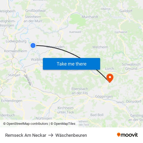 Remseck Am Neckar to Wäschenbeuren map