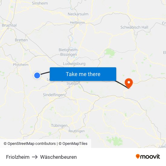 Friolzheim to Wäschenbeuren map