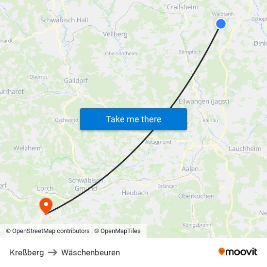 Kreßberg to Wäschenbeuren map