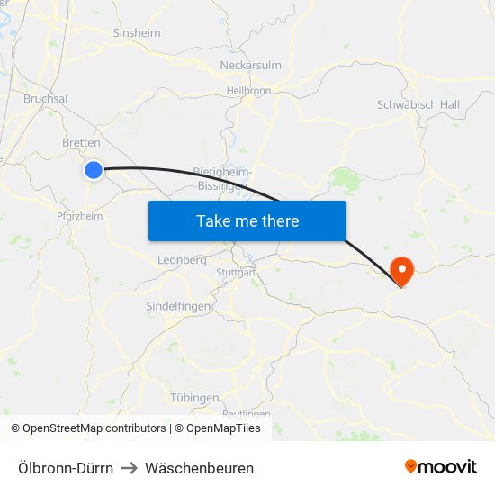 Ölbronn-Dürrn to Wäschenbeuren map
