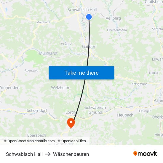 Schwäbisch Hall to Wäschenbeuren map