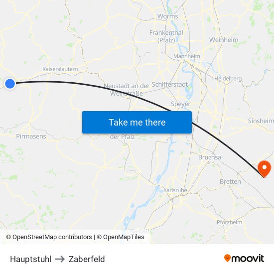 Hauptstuhl to Zaberfeld map