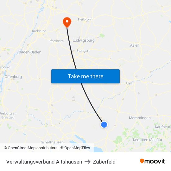 Verwaltungsverband Altshausen to Zaberfeld map