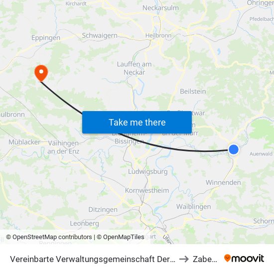 Vereinbarte Verwaltungsgemeinschaft Der Stadt Backnang to Zaberfeld map