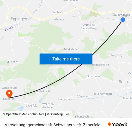 Verwaltungsgemeinschaft Schwaigern to Zaberfeld map