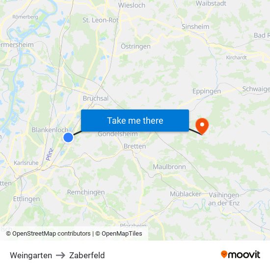 Weingarten to Zaberfeld map